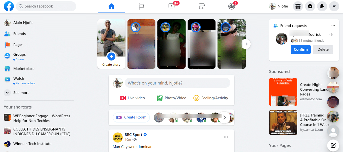 Facebook profile alain njofie