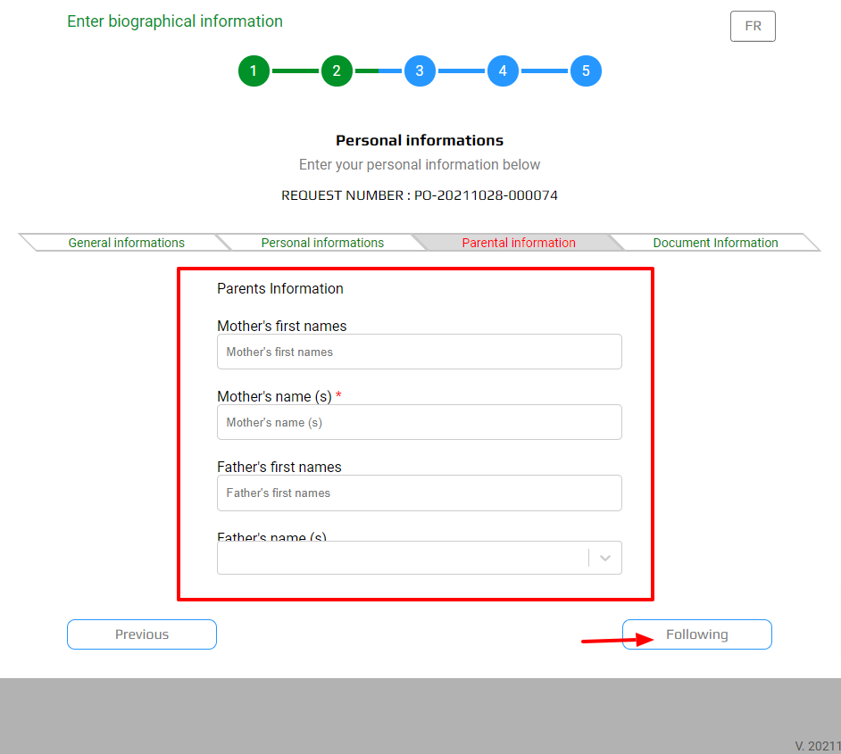 enter parental information how to apply for online cameroon passport