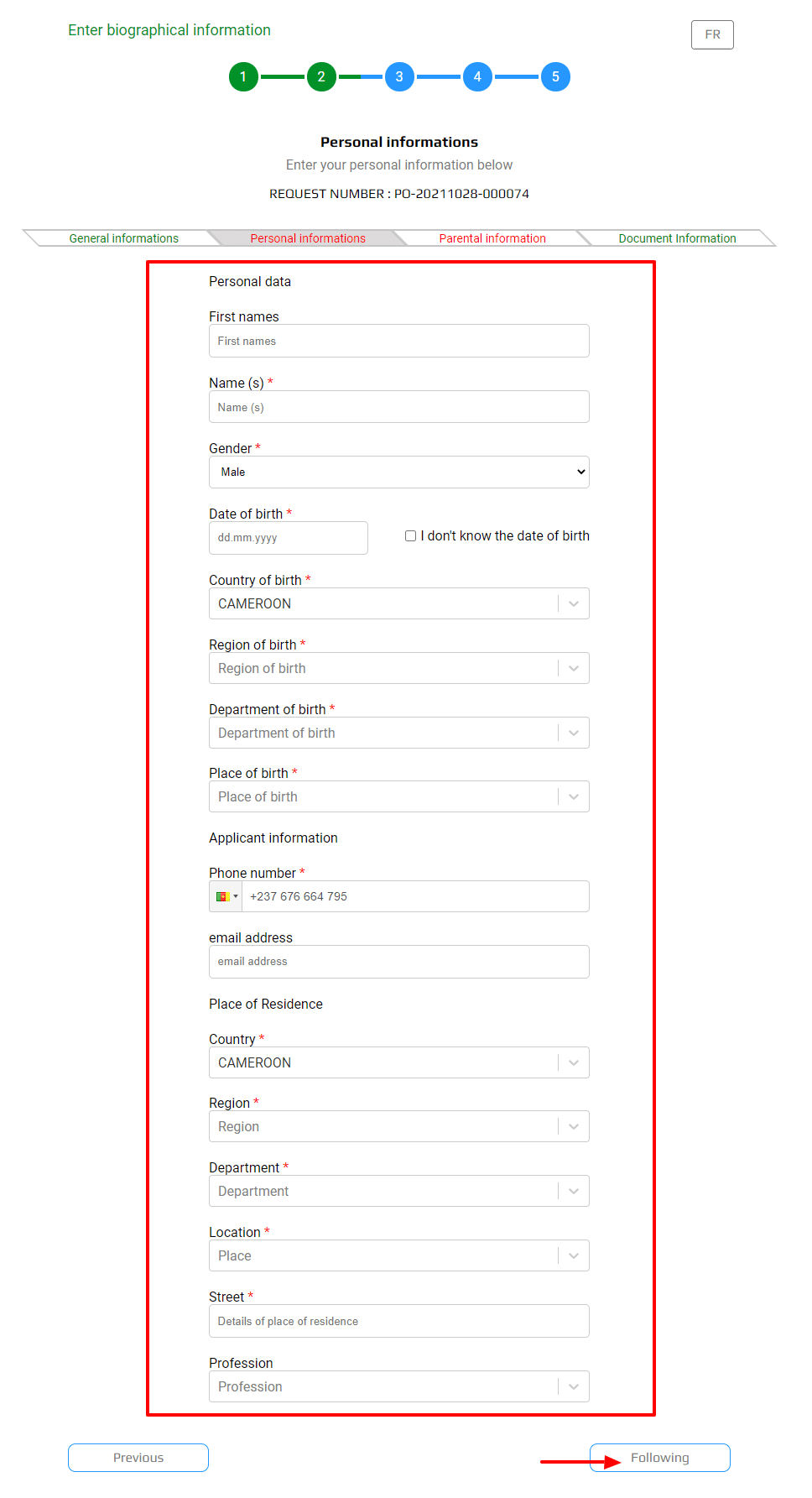 personal information how to apply for online cameroon passport