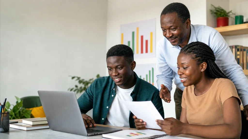 Cameroonian students reviewing the 2026 GCE results and national performance analysis