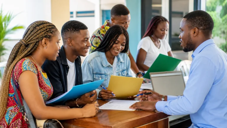 Cameroonian applicants completing school admission forms for the October 2026 intake